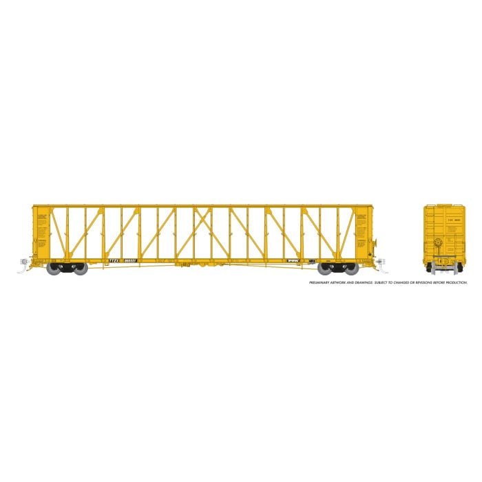 Rapido 174015-4 HO NSC Centerbeam Flatcar, TTX, Yellow Scheme, Flush Deck, 2006+, TTZX 866624
