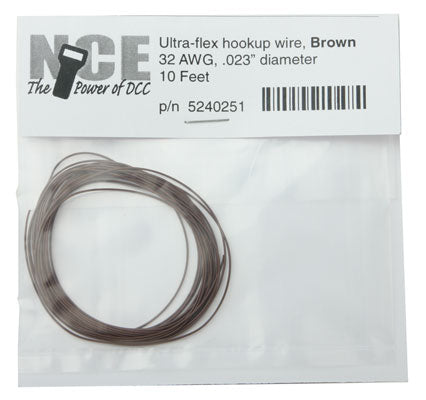 NCE 5240251 32 AWG Ultra Flex Wire, 10 Feet, Brown