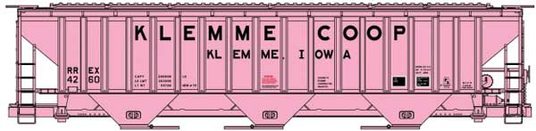 Accurail 81823 HO, Pullman Standard Covered Hopper, Pink Co-Op , Klemme Co-Op, RREX 4260