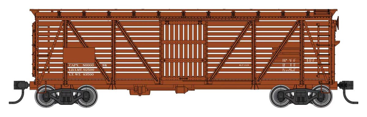 Walthers Mainline 910-41501 HO, 40' Wood Stock Car, DATA ONLY