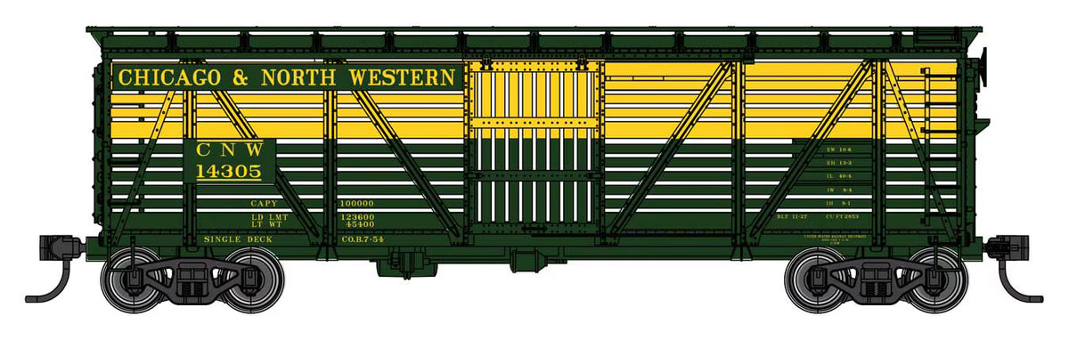 Walthers Mainline 910-41508 HO, 40' Wood Stock Car, CNW 14305