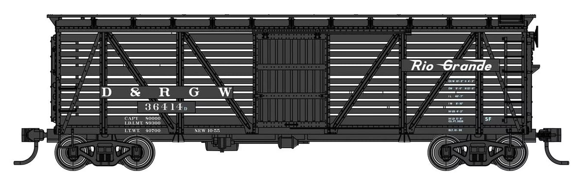 Walthers Mainline 910-41511 HO, 40' Wood Stock Car, DRGW 36414D