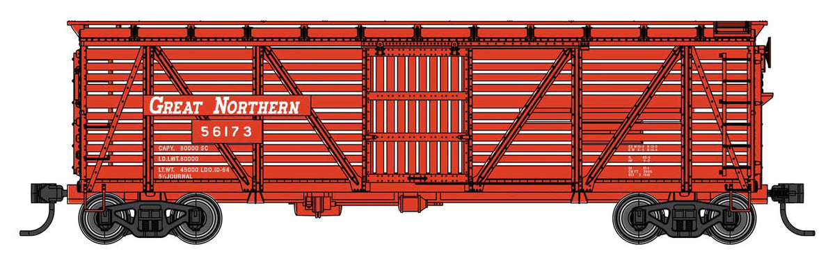 Walthers Mainline 910-41514 HO, 40' Wood Stock Car, GN 56176