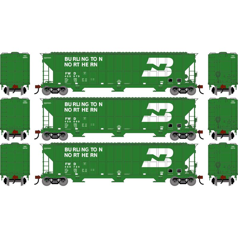 Athearn 2481 HO, FMC 4700 Covered Hopper, 3-pack, FWD