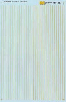 Microscale 91116 HO, Striping, 1" and 2" Widths, Yellow