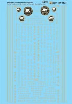 Microscale 60-1433 N, Christmas, Polar Northern Railroad, North Pole Express, Locomotive, Passenger Car, Caboose