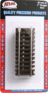 Atlas 522 HO, Code 83, 3" Straight, 4 Pieces