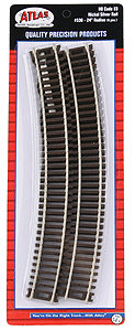 Atlas 536 HO, Code 83, 24" Radius Curve, 22.5 Degree, 6 Pieces