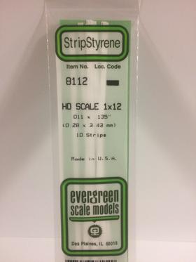 Evergreen 8112 Strips, .011" x .135" (0.28 mm x 3.43 mm) (10 Pieces)
