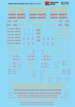 Micro Scale 87-512 HO, Union Pacific, Stock Cars, S-40-10 11 and 12