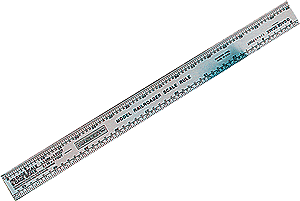 Mascot 711 Model Railroad Metal Scale Ruler, HO, N, O, S, Inches and Millimeter
