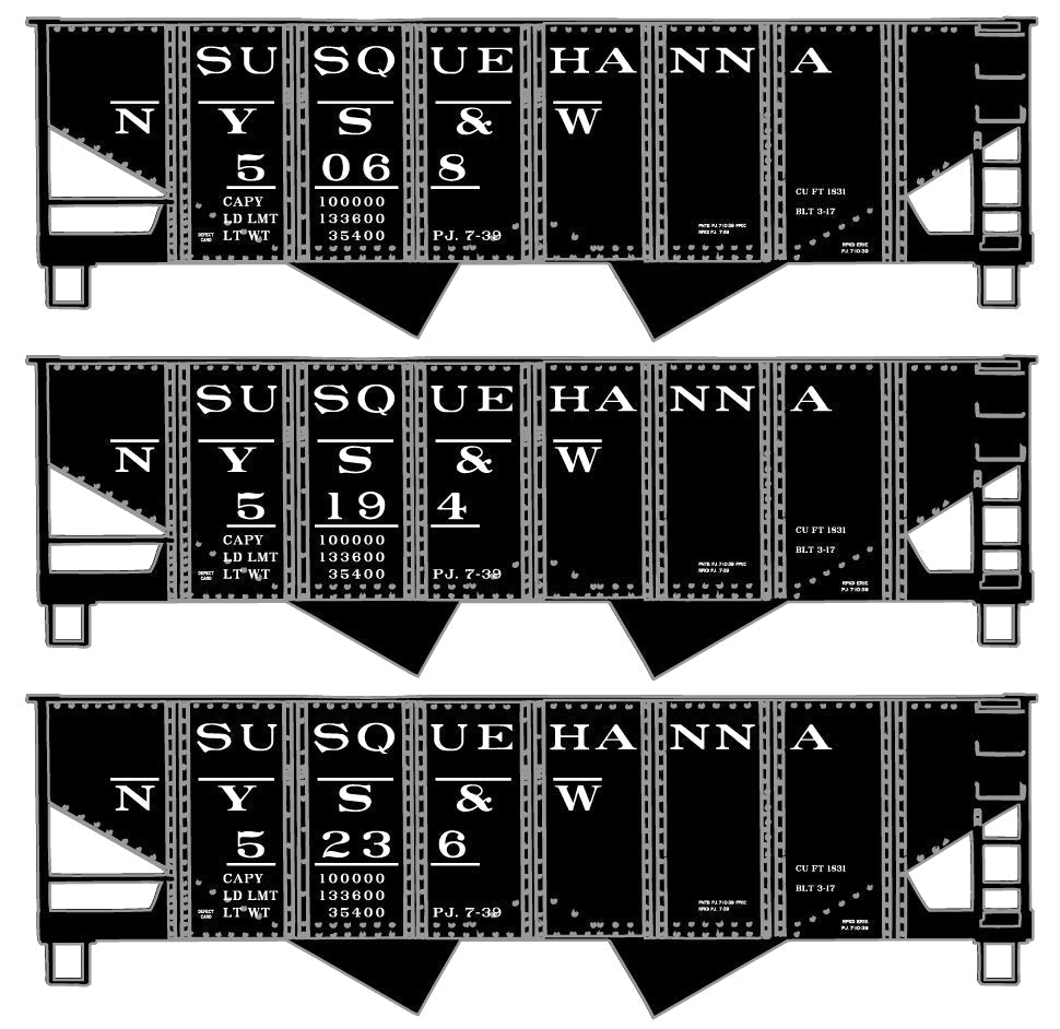 Accurail 8106 HO, 55 Ton, USRA Hopper Car, 3 Pack, NYSW, 5068, 5194, 5236 - House of Trains