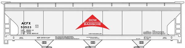 Accurail 81761 HO, ACF 3 - Bay Covered Hopper, ACFX, 53523 - House of Trains