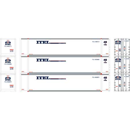 Athearn 27694 HO, 48' Container, ITEL, ITLU, 3 Pack - House of Trains