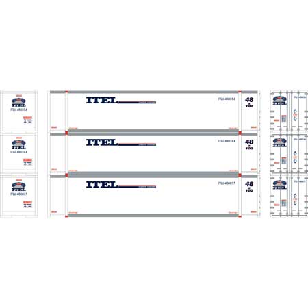 Athearn 27695 HO, 48' Container, ITEL, ITLU, 3 Pack - House of Trains