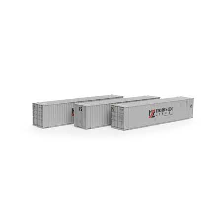 Athearn 28047 HO, 45' Container, 3 - Pack, Primed for Grime, Horizon Lines, HRZU - House of Trains