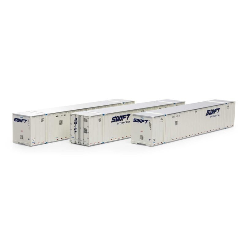 Athearn 40122 HO, 53' Stoughton Container, 3-Pack, Swift Intermodal, SWRU - House of Trains