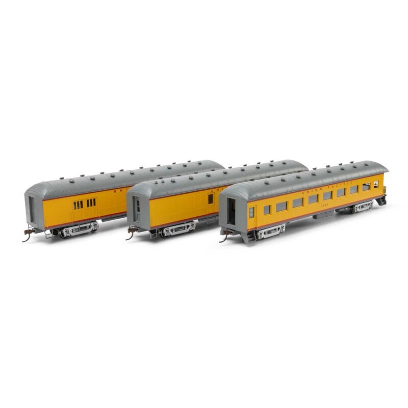 Athearn 73037 HO, Arch Roof Passenger Car 3-Pack, Union Pacific, Combine Car UP 2751, Dining Car UP 4604, Observation Car UP 1509 - House of Trains