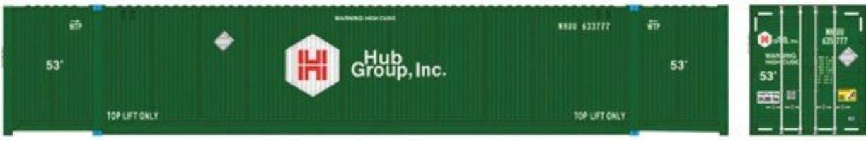 Atlas 20 006 674 HO Jindo 53' Corrugated Container, 3 - Pack, HUB Group - House of Trains