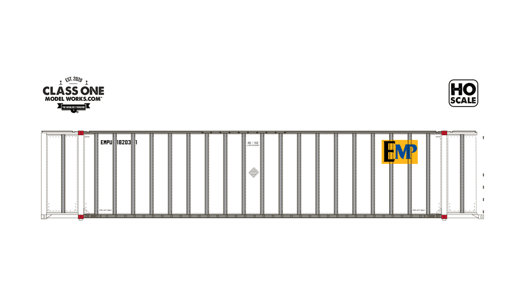 Class One Model Works CT00309 HO, Monon 48' Exterior Post Container, EMP, EMPU, 181533 - House of Trains
