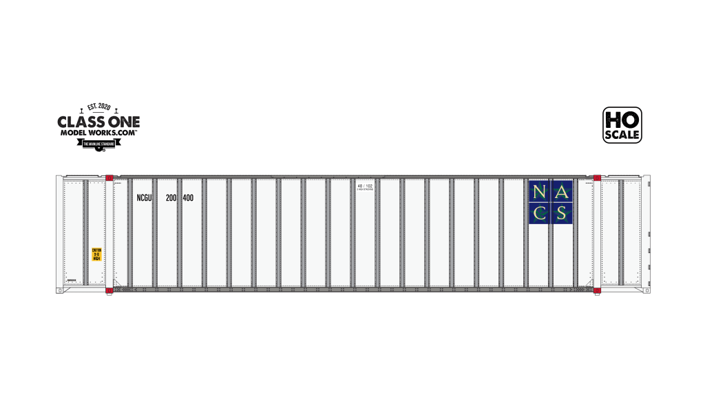 Class One Model Works CT00506 HO, Hyundai 48' Exterior Post Container, NACS, NCGU, 200714 - House of Trains