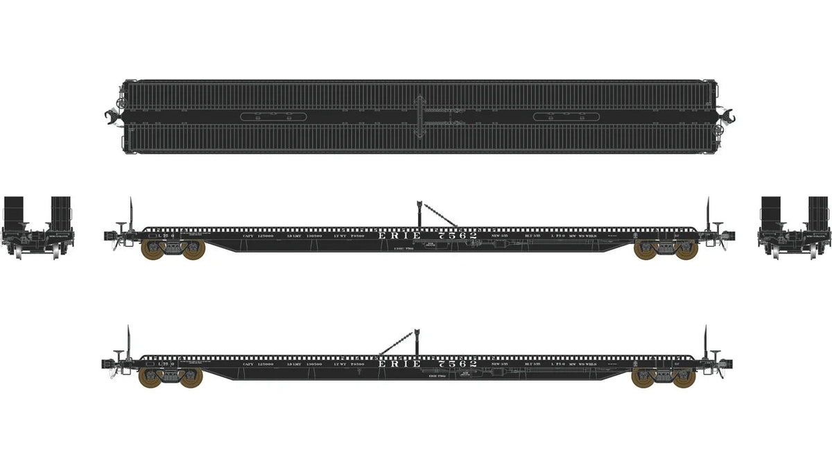 Class One Model Works FC00809 HO, F39 Piggy-Back Flat Car, ERIE 7571 - House of Trains