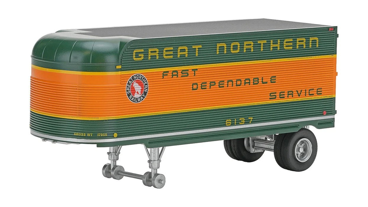 Class One Model Works TR00105 HO, Fruehauf Corrugated Side, 26' Early Trailer, Great Northern - House of Trains