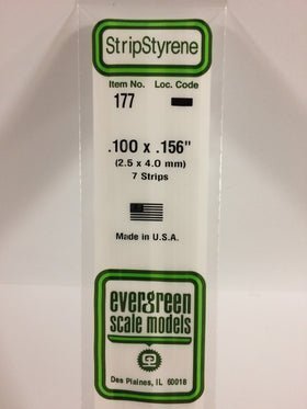 Evergreen 177 Strips, .100" x .156", 2.5 x 4.0 mm, 7 Pieces - House of Trains