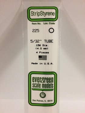 Evergreen 225 Tube, .156" (4.0 mm) (4 Pieces) - House of Trains