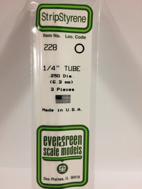 Evergreen 228 Tube, .250" (6.3 mm) (3 Pieces) - House of Trains