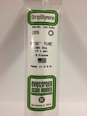 Evergreen 229 Tube, .281" (7.1 mm) (3 Pieces) - House of Trains