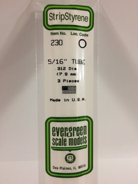 Evergreen 230 Tube, .312" (7.9 mm) (3 Pieces) - House of Trains