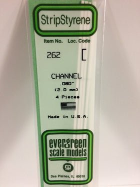 Evergreen 262 Channel, .080" (2.0 mm) (4 Pieces) - House of Trains
