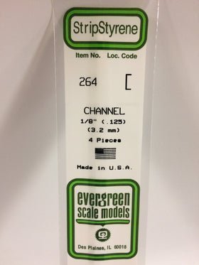 Evergreen 264 Channel, .125" (3.2 mm) (4 Pieces) - House of Trains