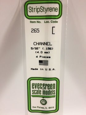 Evergreen 265 Channel, .156" (4.0 mm) (4 Pieces) - House of Trains