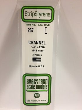 Evergreen 267 Channel, .250" (6.3 mm) (3 Pieces) - House of Trains