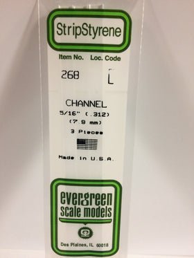 Evergreen 268 Channel, .312" (7.9 mm) (3 Pieces) - House of Trains