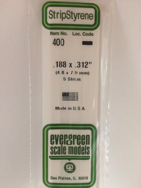 Evergreen 400 Strips, .188" x .312", 4.8 x 7.9 mm, 5 Pieces - House of Trains