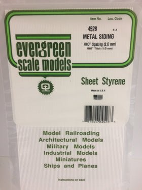 Evergreen 4528 Metal Siding, .080" Spacing x .040 Thick (1 Piece) - House of Trains