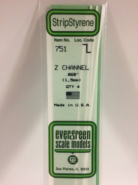 Evergreen 751 Angle, .060", 1.5 mm, 4 Pieces - House of Trains