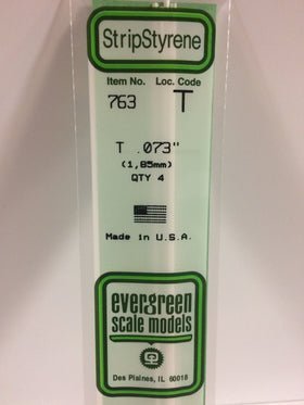 Evergreen 763 T Section, .073", 1.85 mm, 4 Pieces - House of Trains
