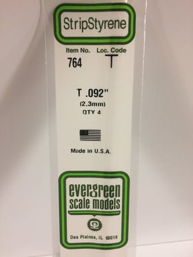 Evergreen 764 T Section, .092", 2.3 mm, 4 Pieces - House of Trains