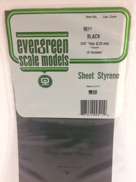 Evergreen 9511, Black, UV Resistant, .010 (0.25mm) Thick (4 Pieces) - House of Trains