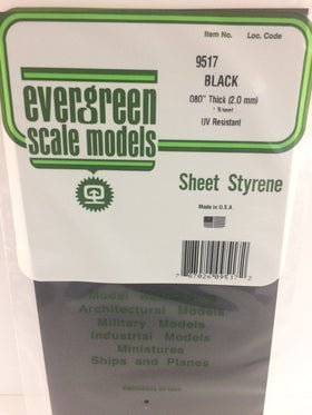 Evergreen 9517, Black, UV Resistant, .080 (2.0mm) Thick (1 Piece) - House of Trains