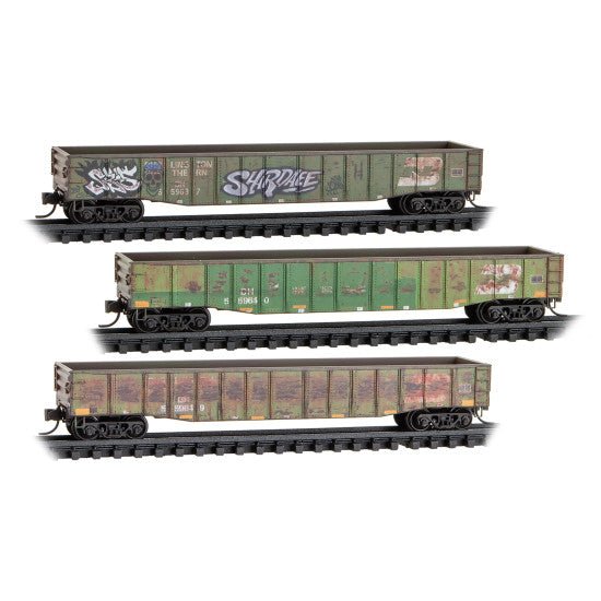 Micro - Trains Line 983 05 090 N, 50' Steel Side Gondola, 3 - Pack, BN - House of Trains