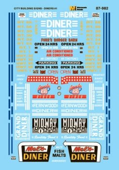 Microscale 60 - 982 N, Signs, City Buildings, Diners, 1950+ - House of Trains