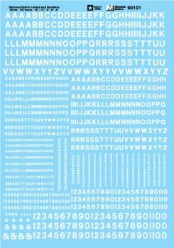 Microscale 70101 N, Railroad Gothic, Letters and Numbers, White - House of Trains