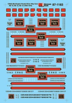 Microscale 87 - 1183 HO, CBQ, Way Cars, Cabooses, 1954 - 1970 - House of Trains