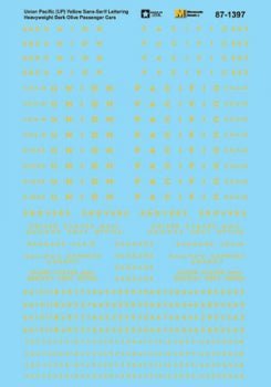 Microscale 87 - 1397 HO, Union Pacific, Green Heavyweight Yellow Lettering - House of Trains