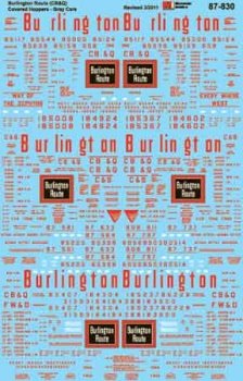 Microscale 87 - 830 HO, CBQ, Covered Hoppers, 1958 - 1970 - House of Trains